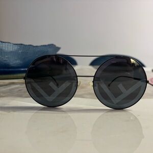 Fendi Printed Run Away Round Frame Sunglasses FF 0285/S Black